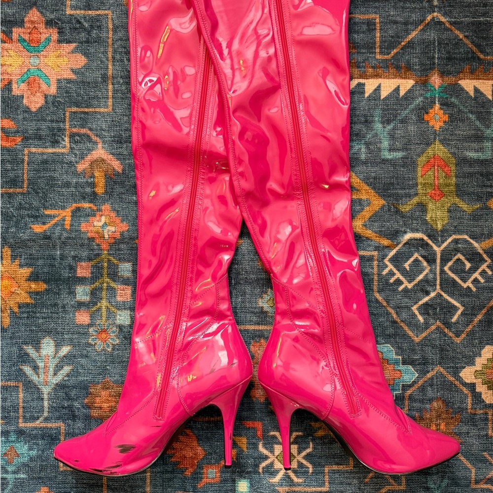 Pleaser Seduce-3000 Hot Pink Boots - Picture 4 of 5